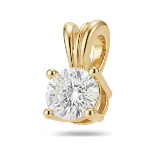 0.19 CTTW Everyday Round Solitaire Pendant in 14K Yellow Gold