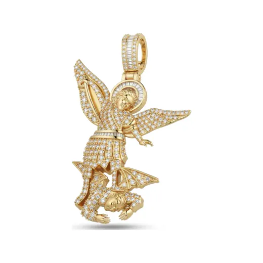0.83 CTTW Diamond Archangel Michael Pendant in 14K Yellow Gold