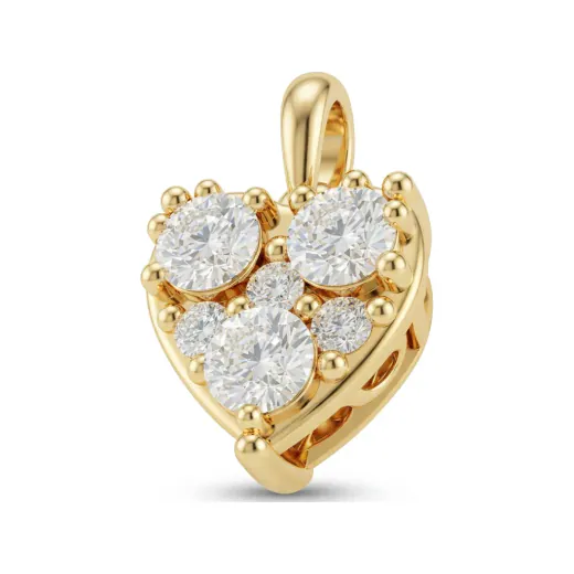 0.81 CTTW Diamond Cluster Heart Pendant | Love Necklace in 10K Yellow Gold