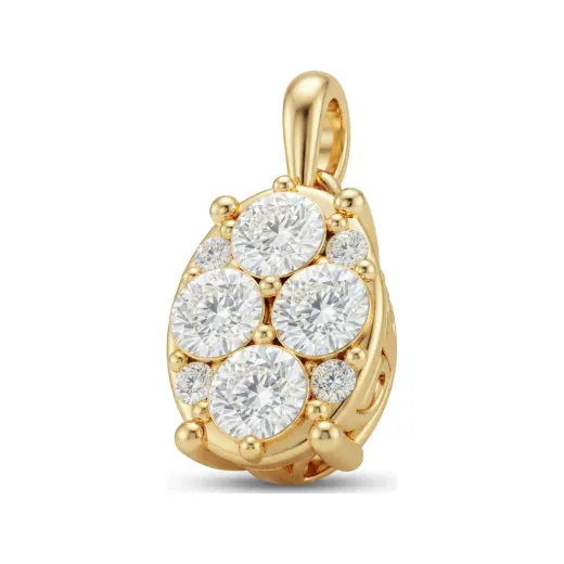0.83 CTTW Oval Diamond Cluster Pendant with Vintage Gallery in 10K Yellow Gold