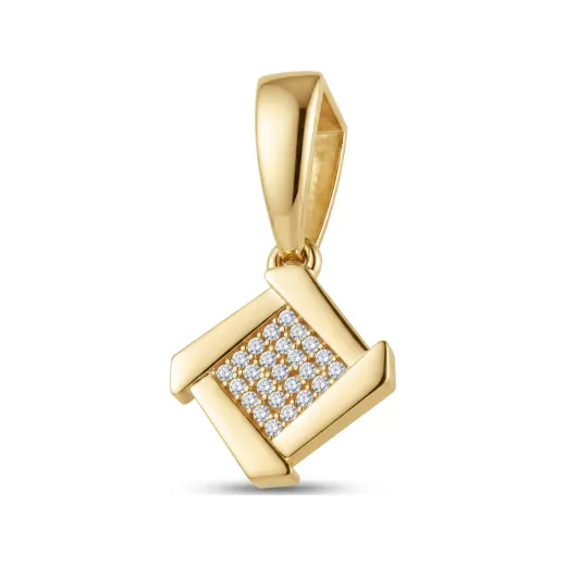 0.07 CTTW Geometric Diamond Cluster Kite Pendant in 10K Yellow Gold