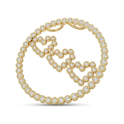 0.97 CTTW Diamond Double Heart Circle Pendant in 10K Yellow Gold