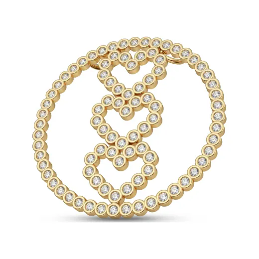 1.02 CTTW Diamond Circle Pendant with Heart Motif in 10K Yellow Gold