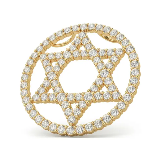 2.76 CTTW Diamond Star of David Circle Pendant in 10K Yellow Gold