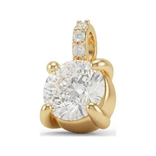 1.5 CTTW Round Solitaire Pendant | Prong-Set Necklace in 14K Yellow Gold