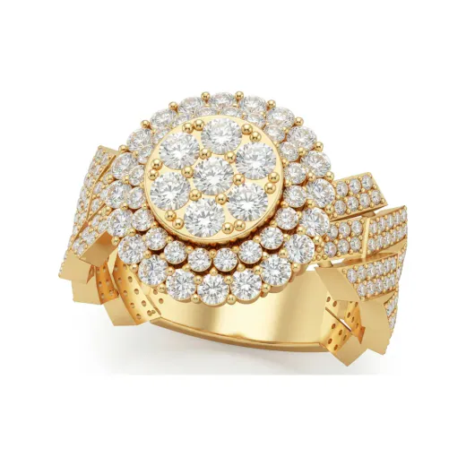 1.2 CTTW Floral Cluster Engagement Ring | Twisted Rope Shank in 10K Yellow Gold