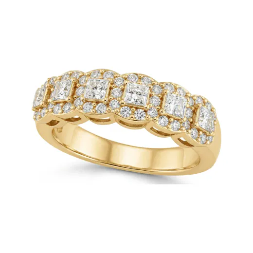 1.18 CTTW Lab Grown Diamond Five-Stone Princess-Cut Micro-Pave Wedding Band