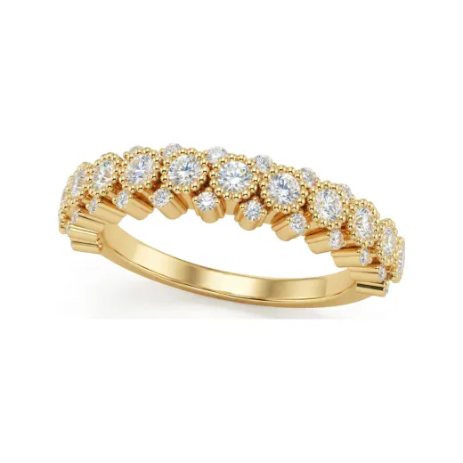 0.62 CTTW Lab Grown Diamond Milgrain Half Eternity Band with Shared-Prong Rounds