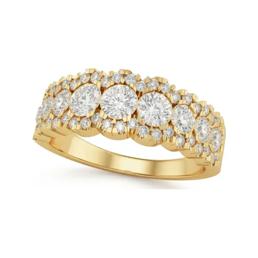 1.45 CTTW Lab Grown Diamond Graduated Pave Half Eternity Band with Round Stones
