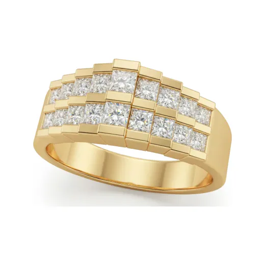 0.8 CTTW Princess-Cut Channel Wedding Band | Multi-Row Wide Lab Grown Diamond Ring