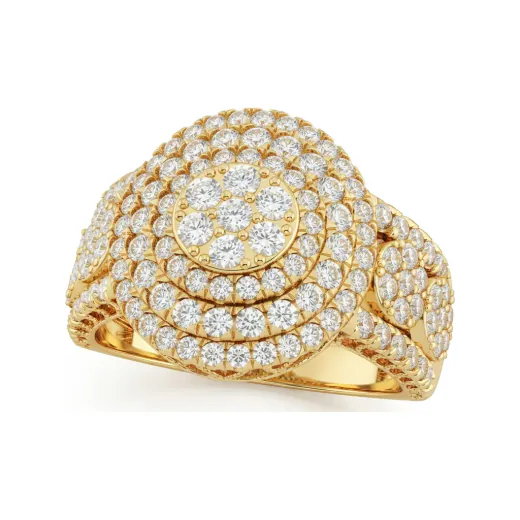 1.73 CTTW Flower Cluster Halo Engagement Ring in 10K Yellow Gold