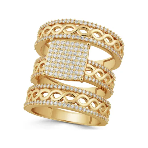 1.22 CTTW Lab Grown Diamond Infinity Bridal Set with Pave Round Stones