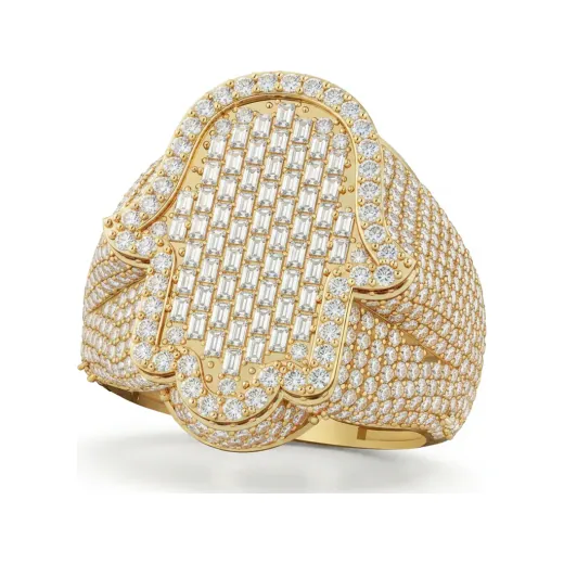 2.87 CTTW Religious Dome Statement Ring | Micro-Pave & Baguette in 10K Yellow Gold