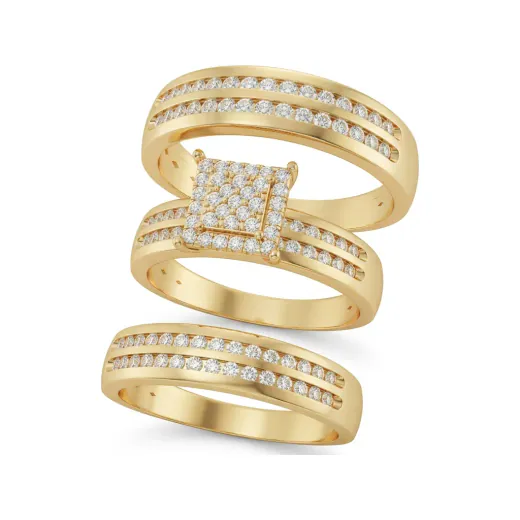 1.06 CTTW Lab Grown Diamond Micro-Pave Cluster Bridal Set