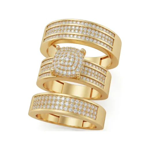 1.42 CTTW Multi-Row Cluster Bridal Set | Micro-Pave Round Lab Grown Diamond Rings