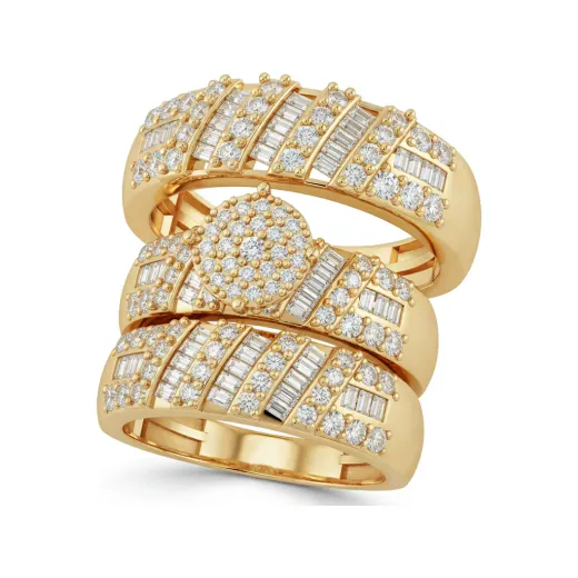2.07 CTTW Lab Grown Diamond Baguette Multi-Row Channel Wide Band