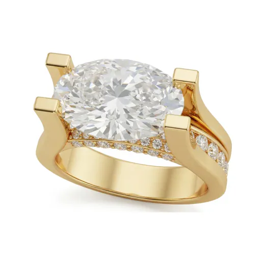5.07 CTTW Oval Colored Stone Cocktail Ring, Multi-Row in 10K Yellow Gold