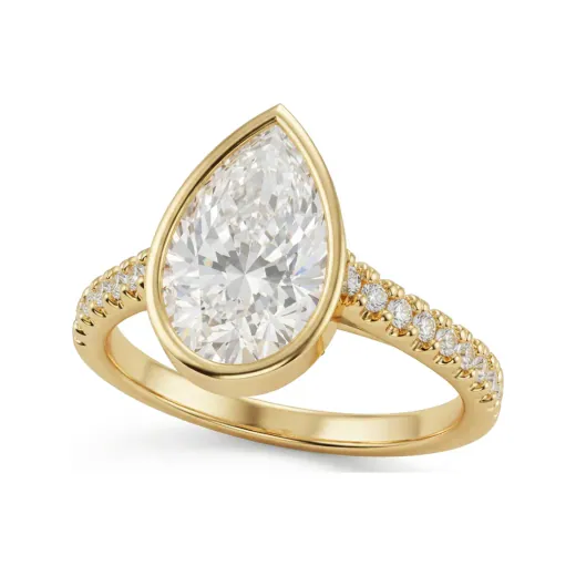 2.18 CTTW Pear-Cut Solitaire Engagement Ring in 10K Yellow Gold