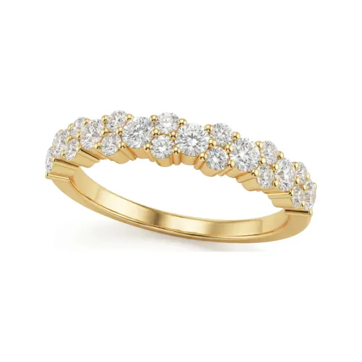 0.67 CTTW Multi-Row Shared-Prong Half Eternity Wedding Band in 14K Yellow Gold