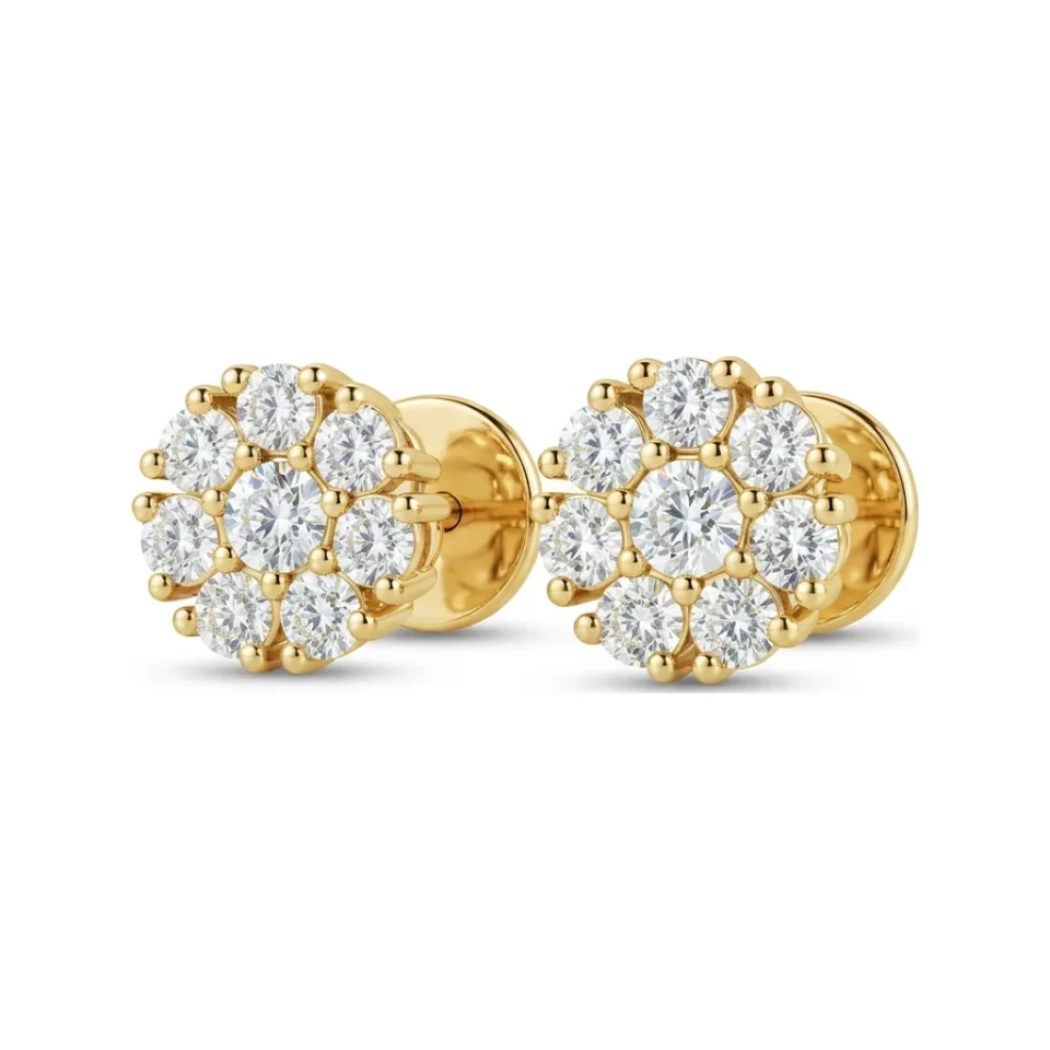 0.36 CTTW Lab Grown Diamond Flower Cluster Stud Earrings | Floral Prong-Set Studs image 1