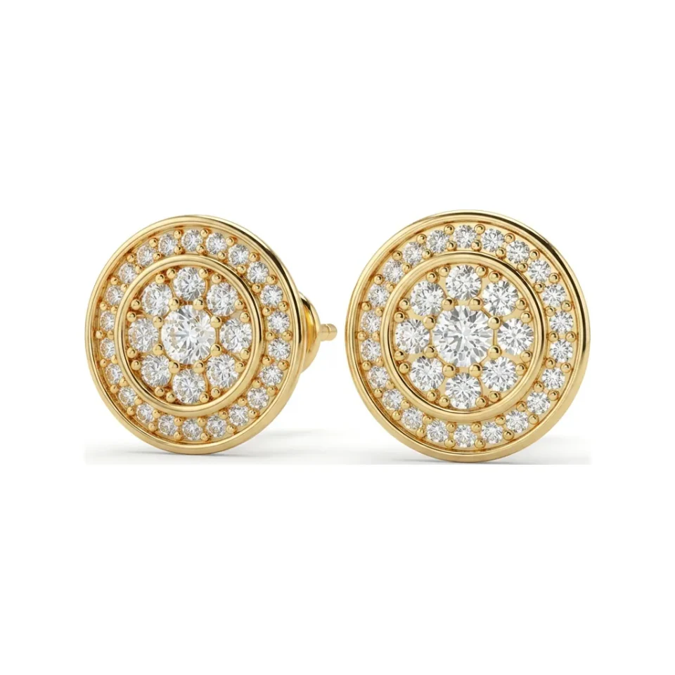 0.6 CTTW Lab Grown Diamond Round Double Halo Stud Earrings in Pave image 1
