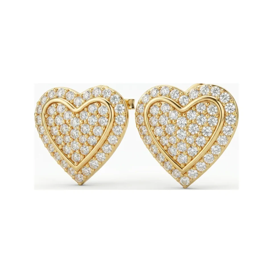 0.5 CTTW Lab Grown Diamond Pave Heart Stud Earrings - Everyday Romance image 1