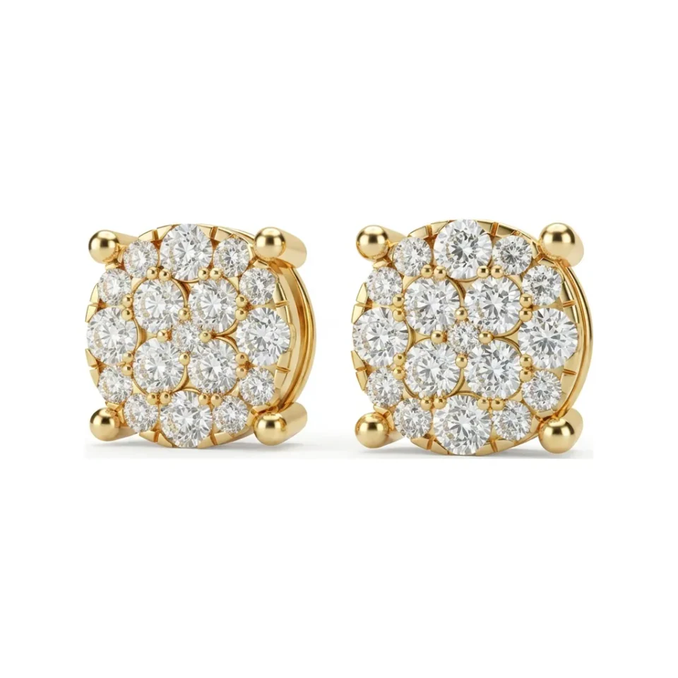 1.99 CTTW Lab Grown Diamond Round Cluster Stud Earrings with Channel Detail image 1