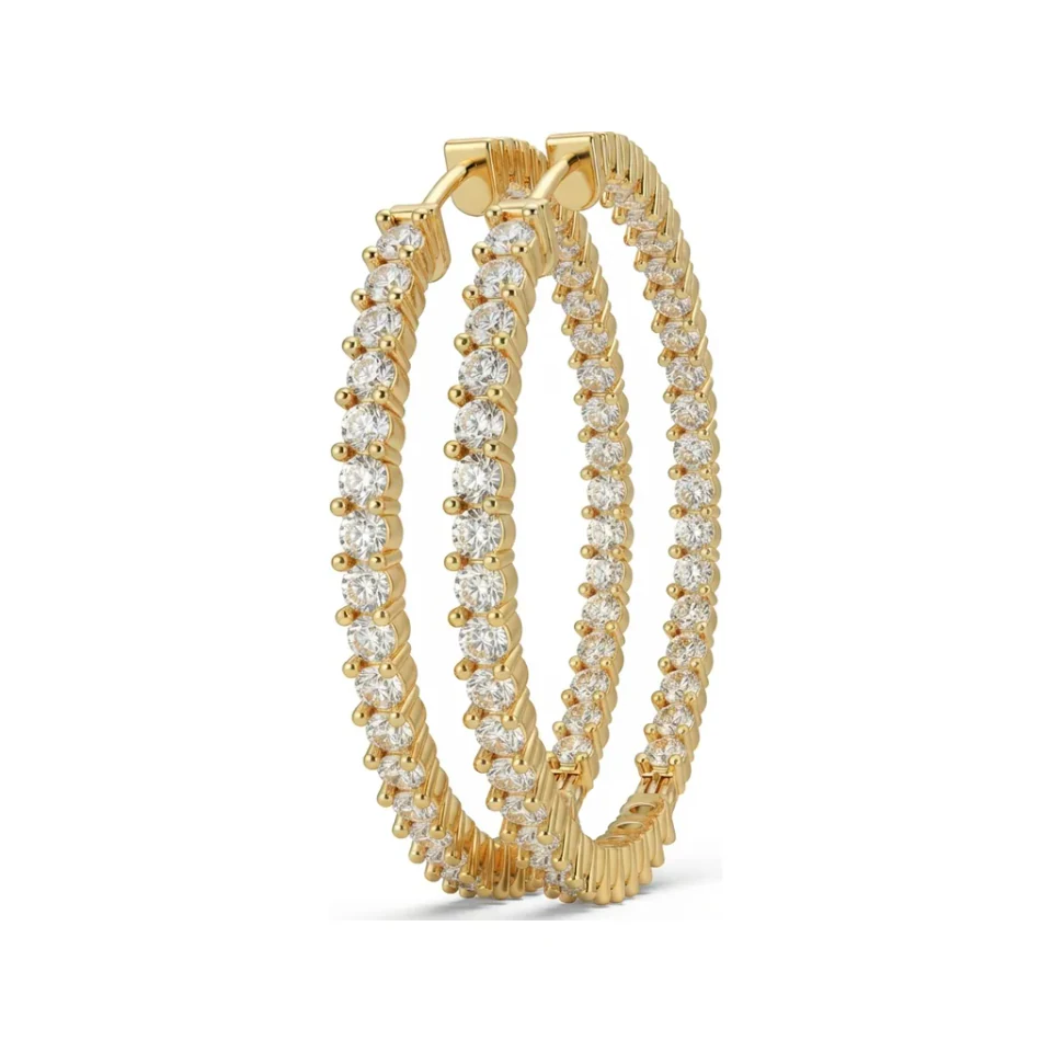 4.28 CTTW Lab Grown Diamond Inside-Out Channel-Set Huggie Hoop Earrings image 1