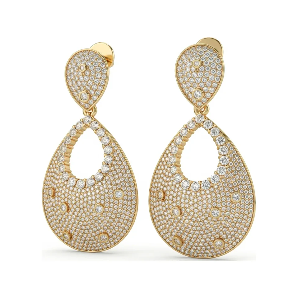 4.18 CTTW Open Teardrop Drop Earrings | Micro-Pave Lab Grown Diamond image 1