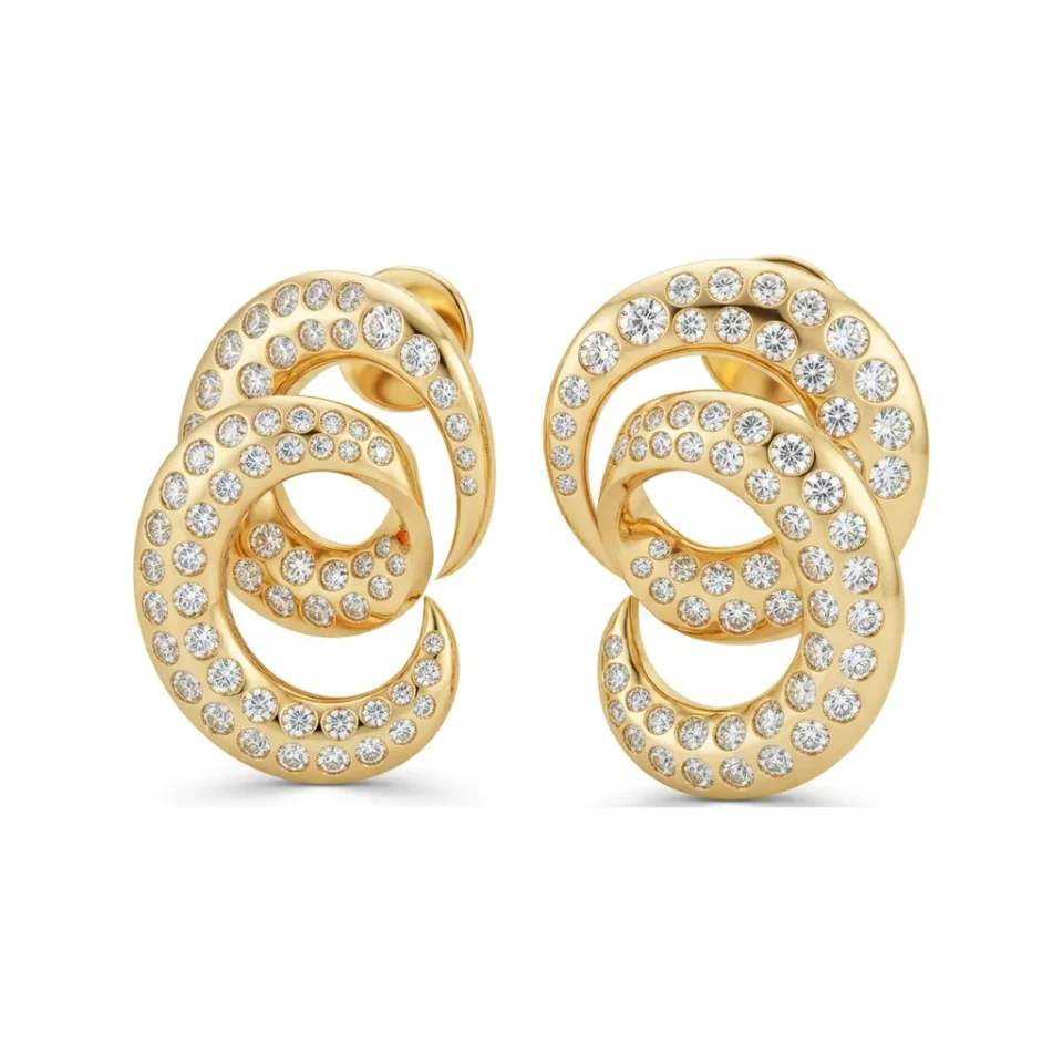 1.36 CTTW Lab Grown Diamond Open Circle Micro-Pave Earrings image 1