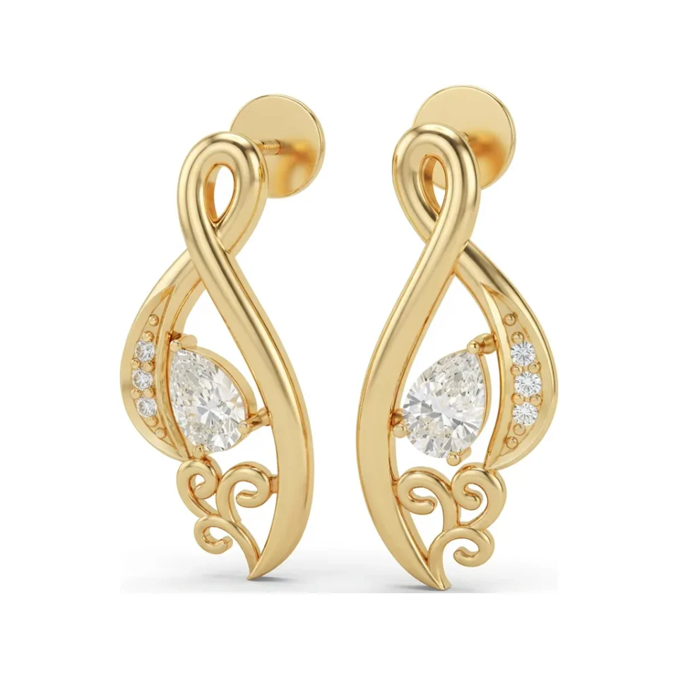 0.31 CTTW Pear Lab Grown Diamond Paisley Stud Earrings image 1
