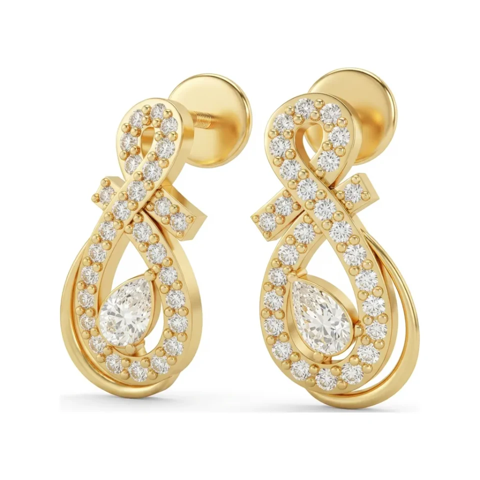 0.39 CTTW Lab Grown Diamond Infinity Stud Earrings with Pear Center image 1