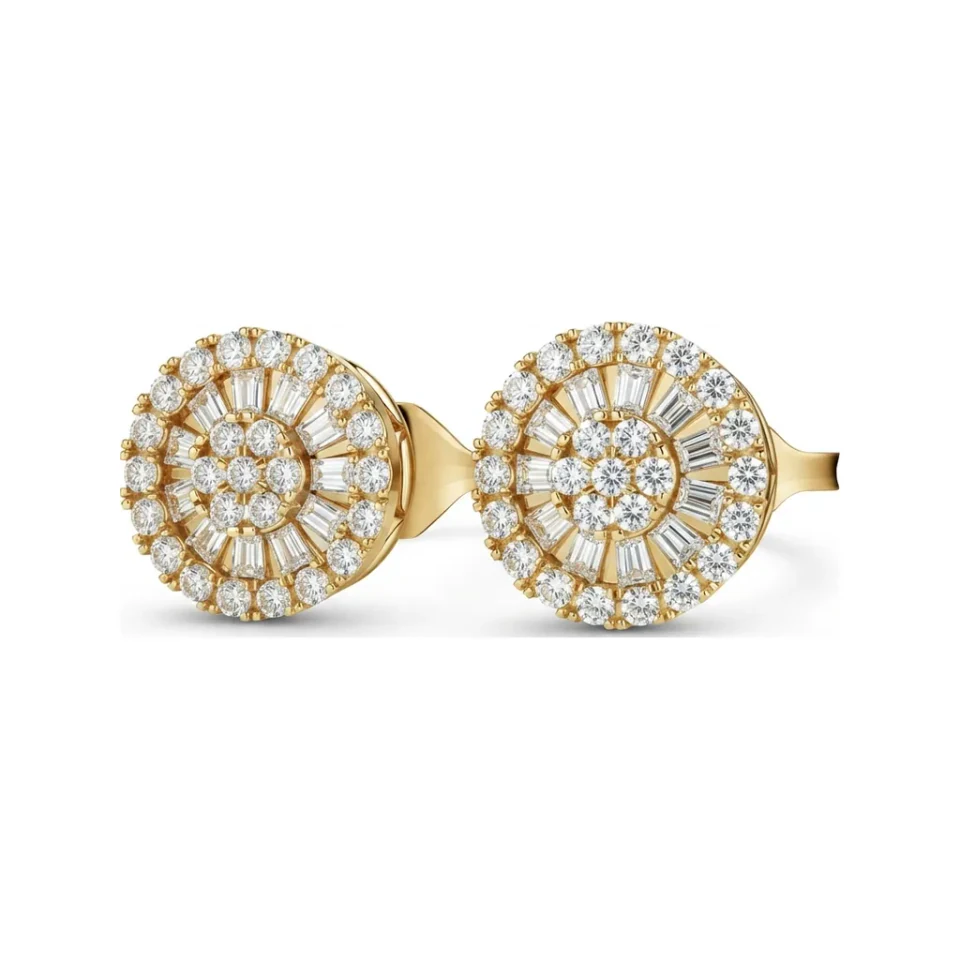 0.41 CTTW Baguette and Round Lab Grown Diamond Starburst Stud Earrings image 1