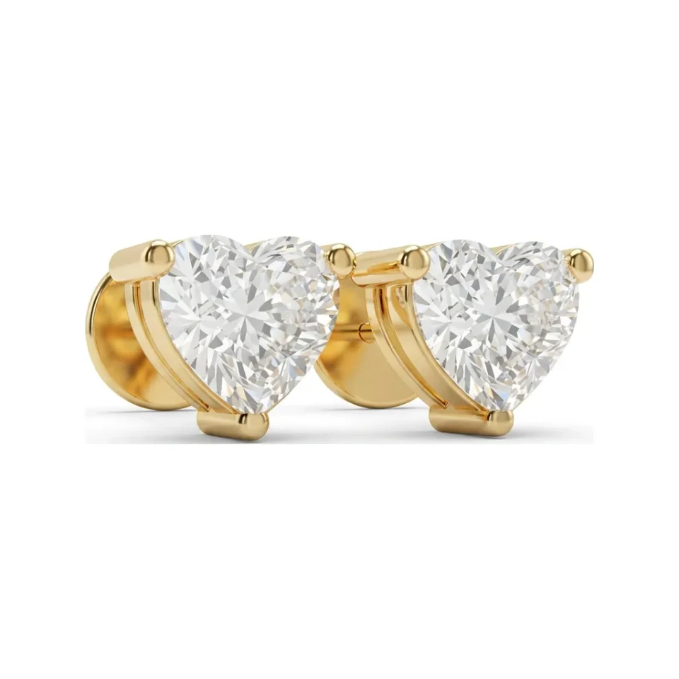 0.53 CTTW Heart Cut Lab Grown Diamond Solitaire Stud Earrings image 1