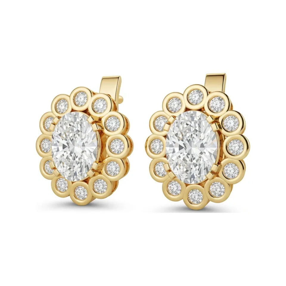 2.92 CTTW Oval Lab Grown Diamond Halo Stud Earrings image 1