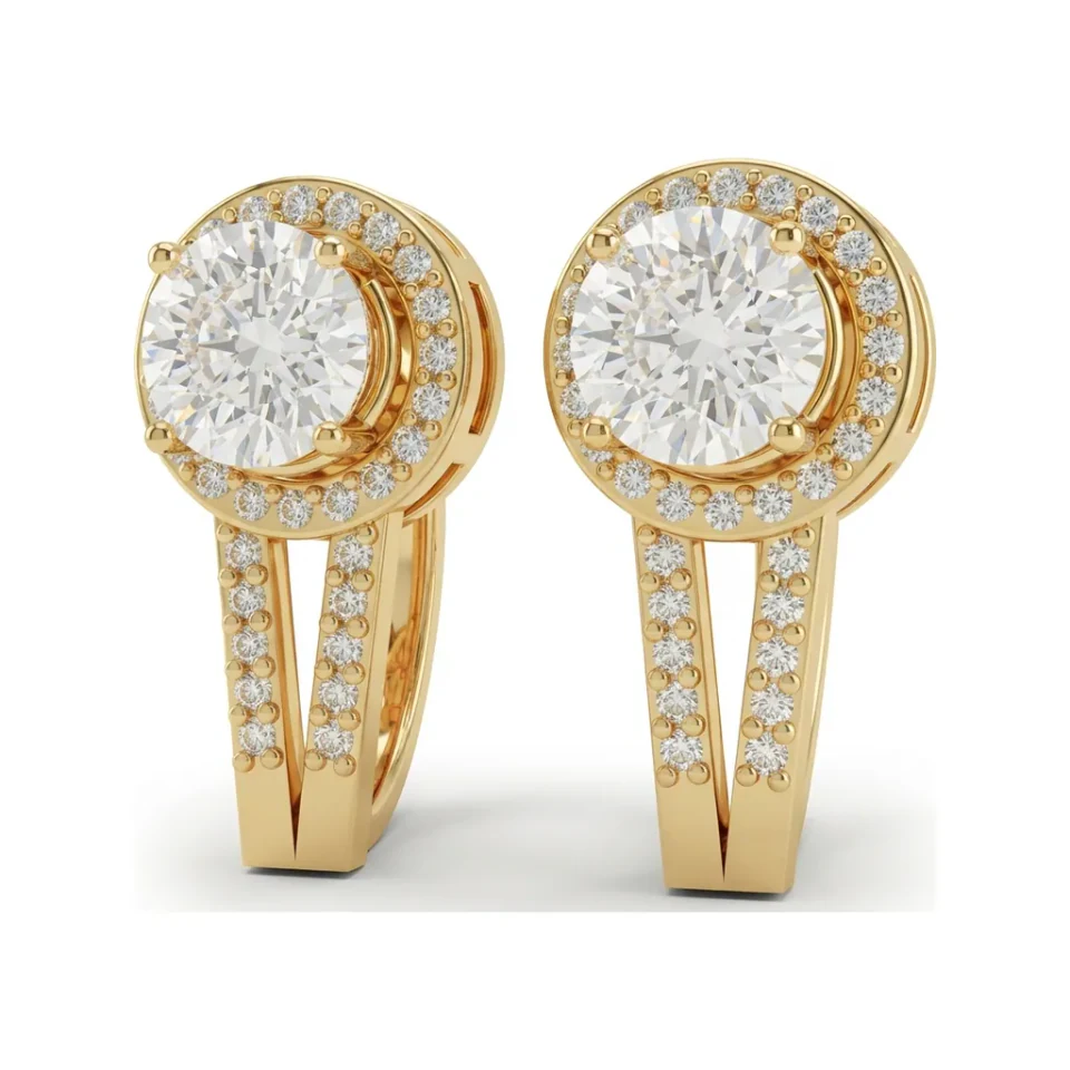 2.58 CTTW Round Lab Grown Diamond Halo Drop Earrings image 1