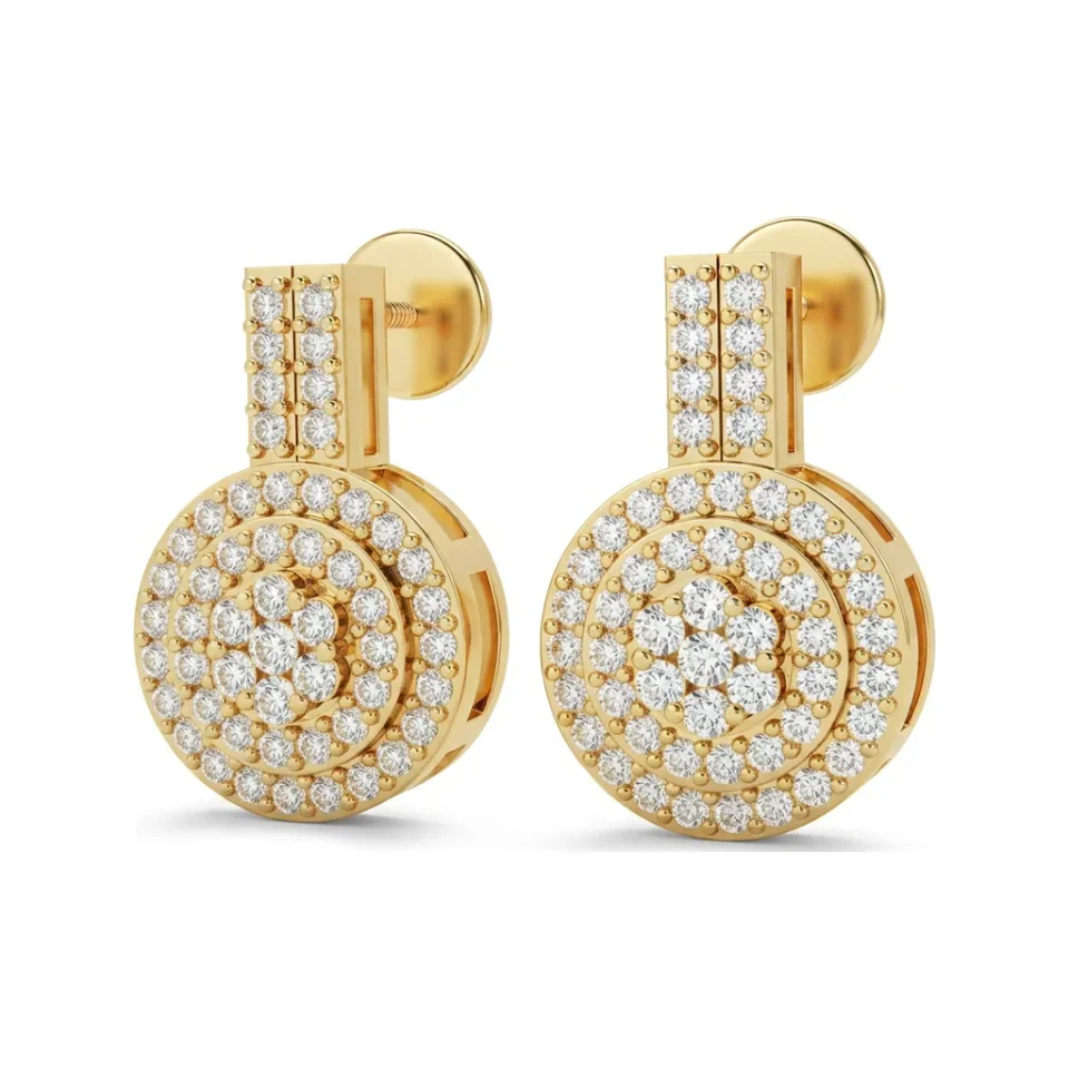 0.58 CTTW Pave Lab Grown Diamond Disc Drop Earrings image 1