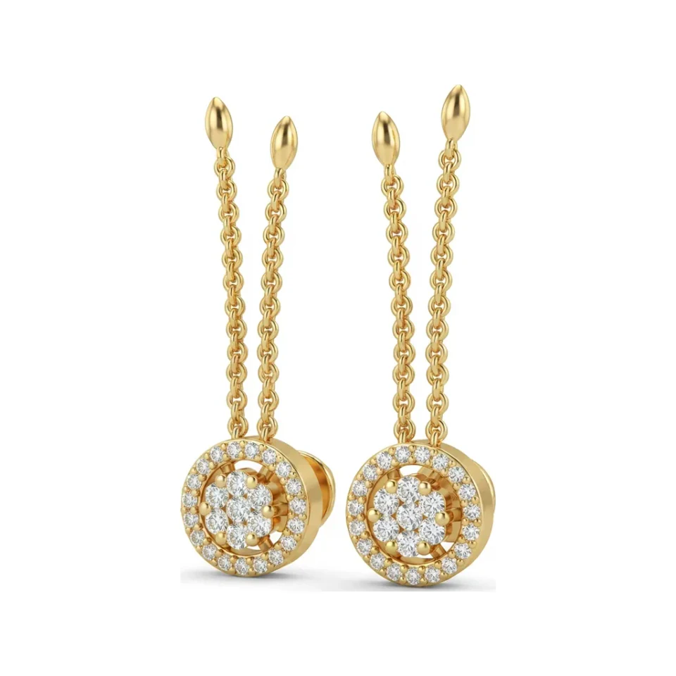 0.31 CTTW Lab Grown Diamond Halo Chain Tassel Drop Earrings image 1