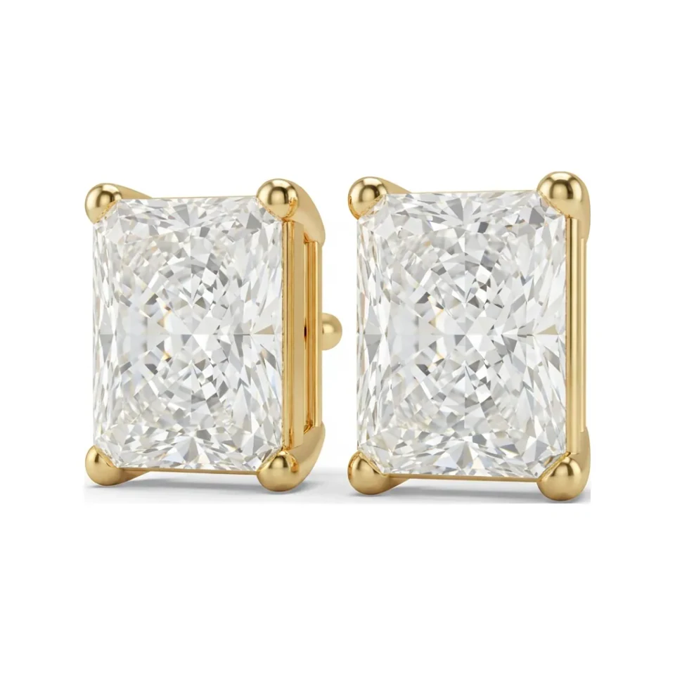 0.4 CTTW Lab Grown Diamond Radiant Cut Basket Stud Earrings with Screw Backs image 1