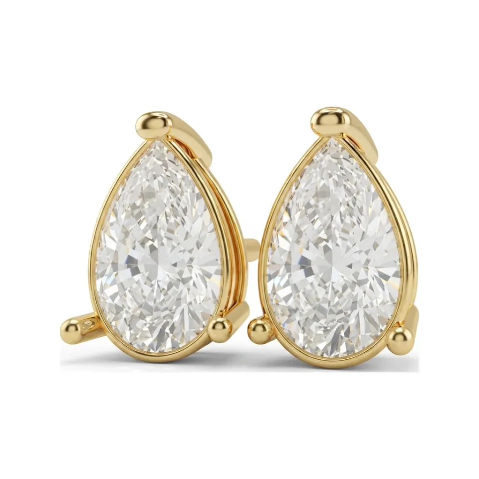 1.27 CTTW Lab Grown Diamond Pear Basket-Set Fancy Stud Earrings image 1