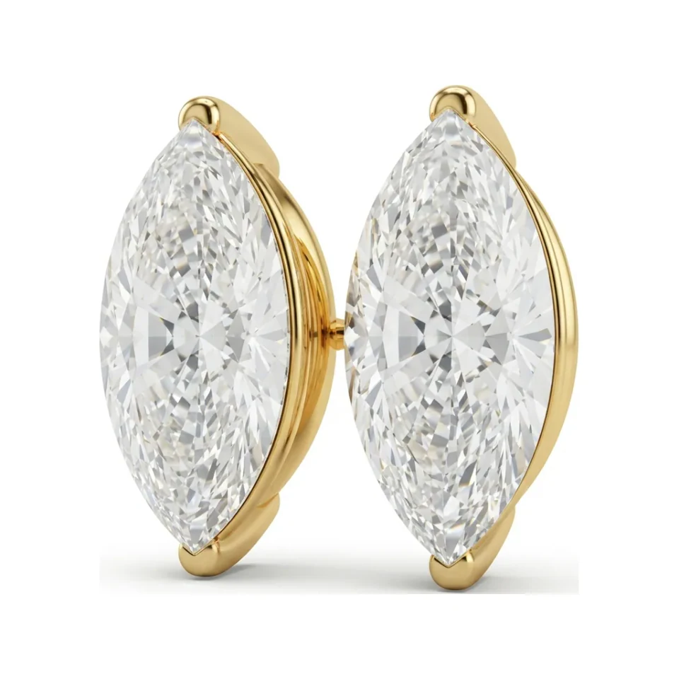 1.09 CTTW Marquise Basket Stud Earrings | Screw-Back Lab Grown Diamond image 1