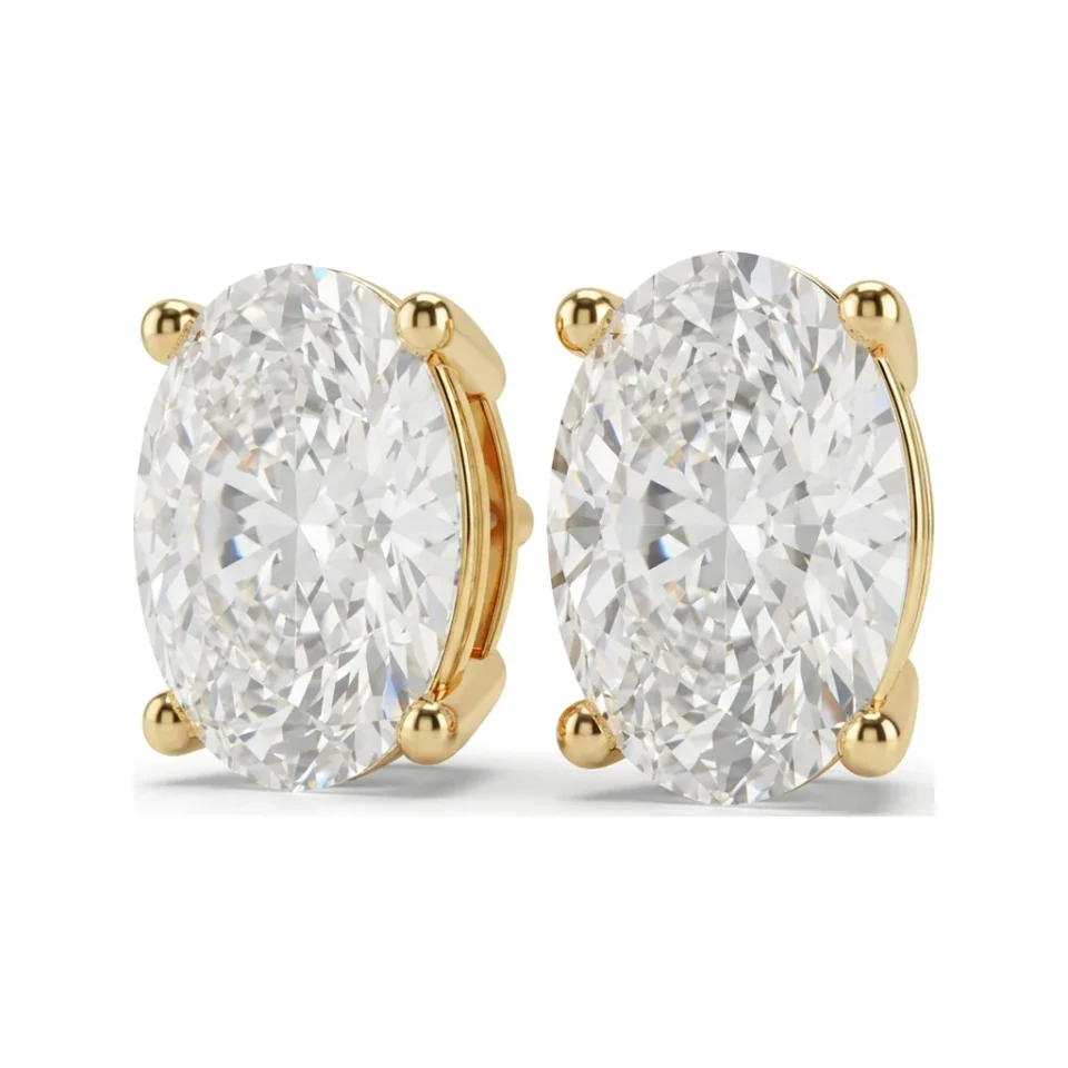 1 CTTW Lab Grown Diamond Oval Basket Stud Earrings with Screw Backs image 1