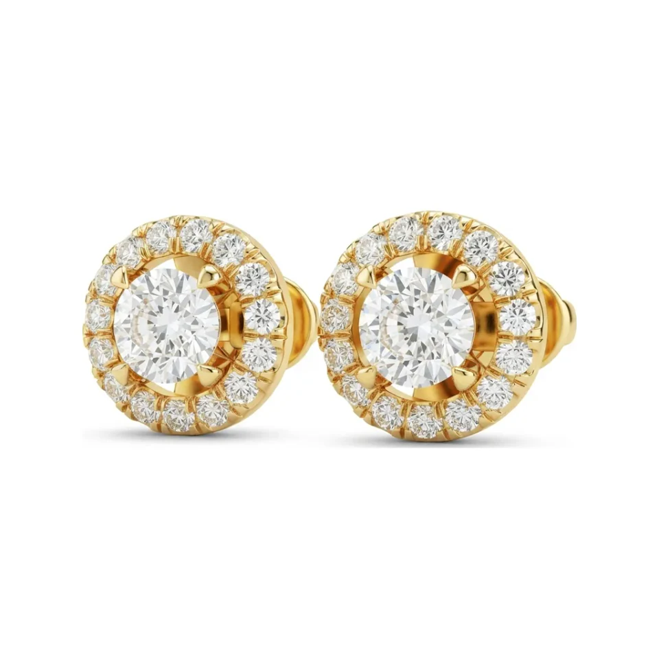 0.33 CTTW Lab Grown Diamond Floral Halo Cluster Stud Earrings image 1
