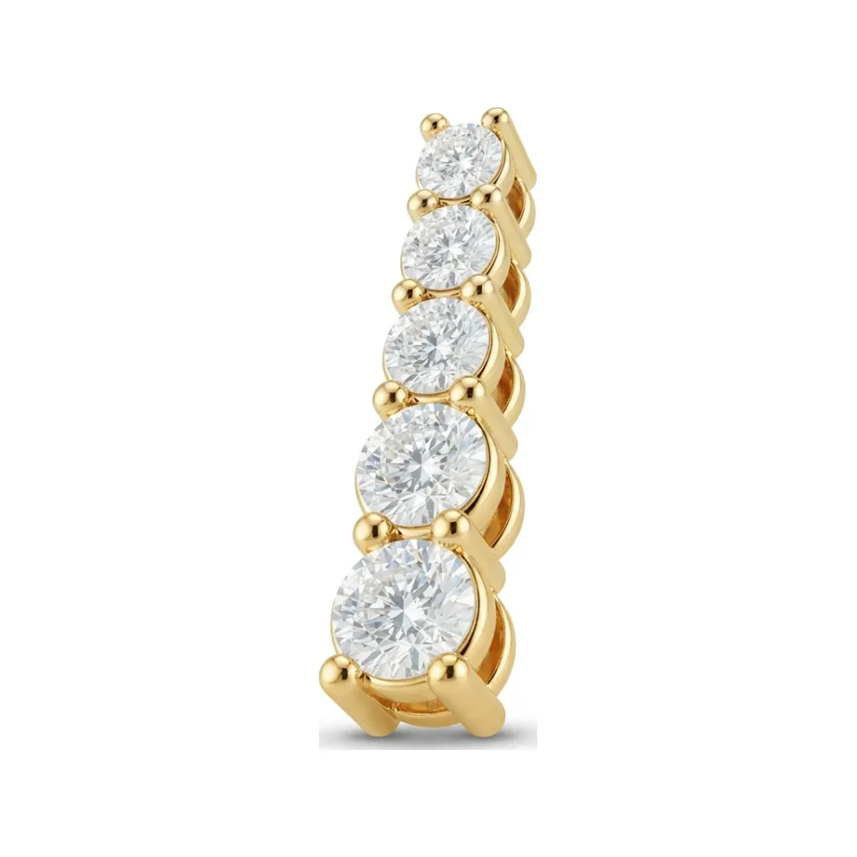 1.49 CTTW Five-Stone Graduated Round Diamond Journey Pendant in 10K Yellow Gold image 1