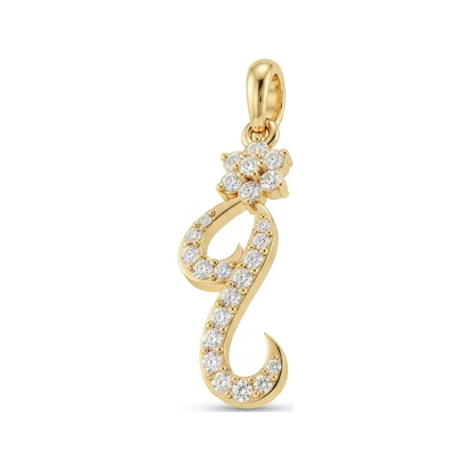 0.25 CTTW Diamond Flower and Swirl Drop Pendant in 10K Yellow Gold image 1