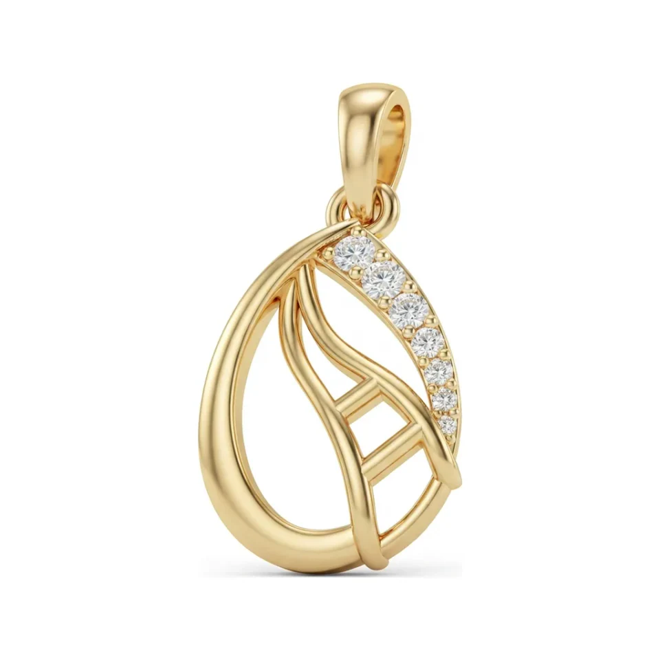0.09 CTTW Diamond Journey Teardrop Pendant | Open Knot Necklace in 10K Yellow Gold image 1