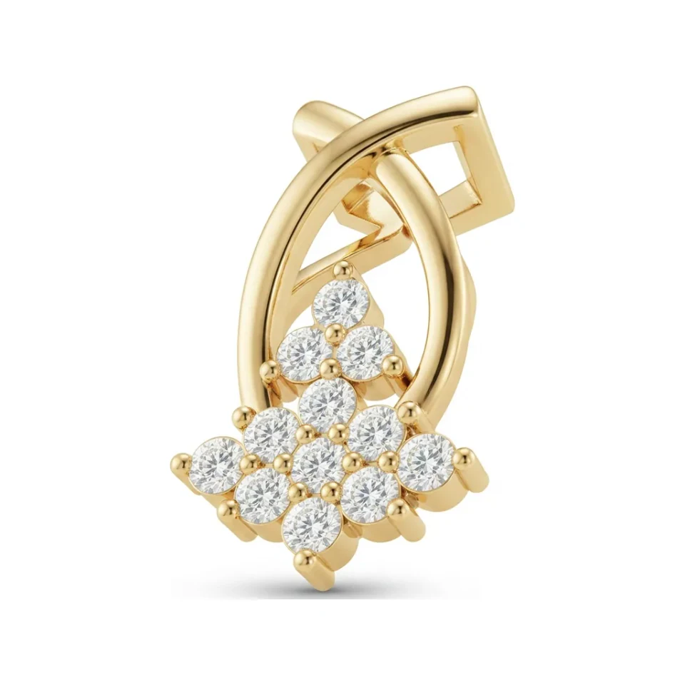 0.15 CTTW Diamond Cluster Kite Pendant with Crossover Bail in 10K Yellow Gold image 1