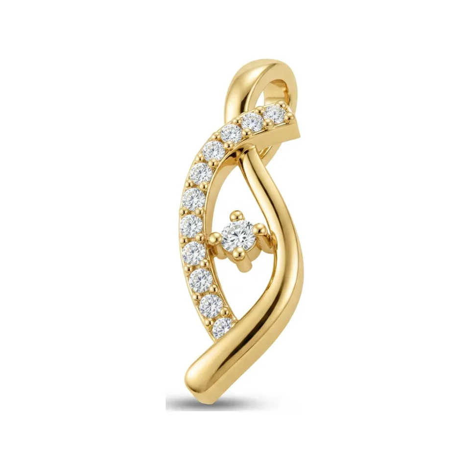 0.07 CTTW Diamond Bypass Crossover Pendant in 10K Yellow Gold image 1
