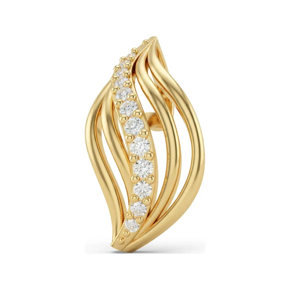 0.04 CTTW Diamond Leaf Pendant | Petite Nature Necklace in 10K Yellow Gold image 1