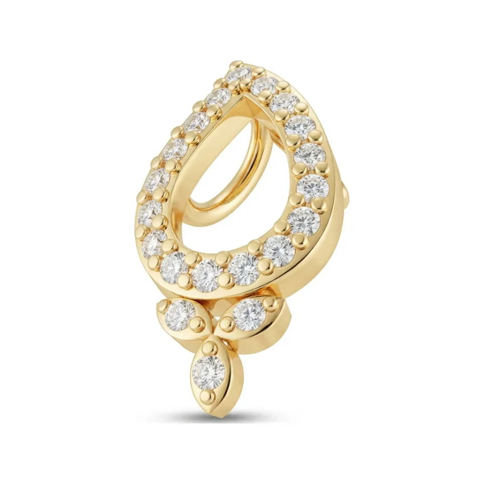 0.07 CTTW Petite Open Teardrop Diamond Pendant in 10K Yellow Gold image 1